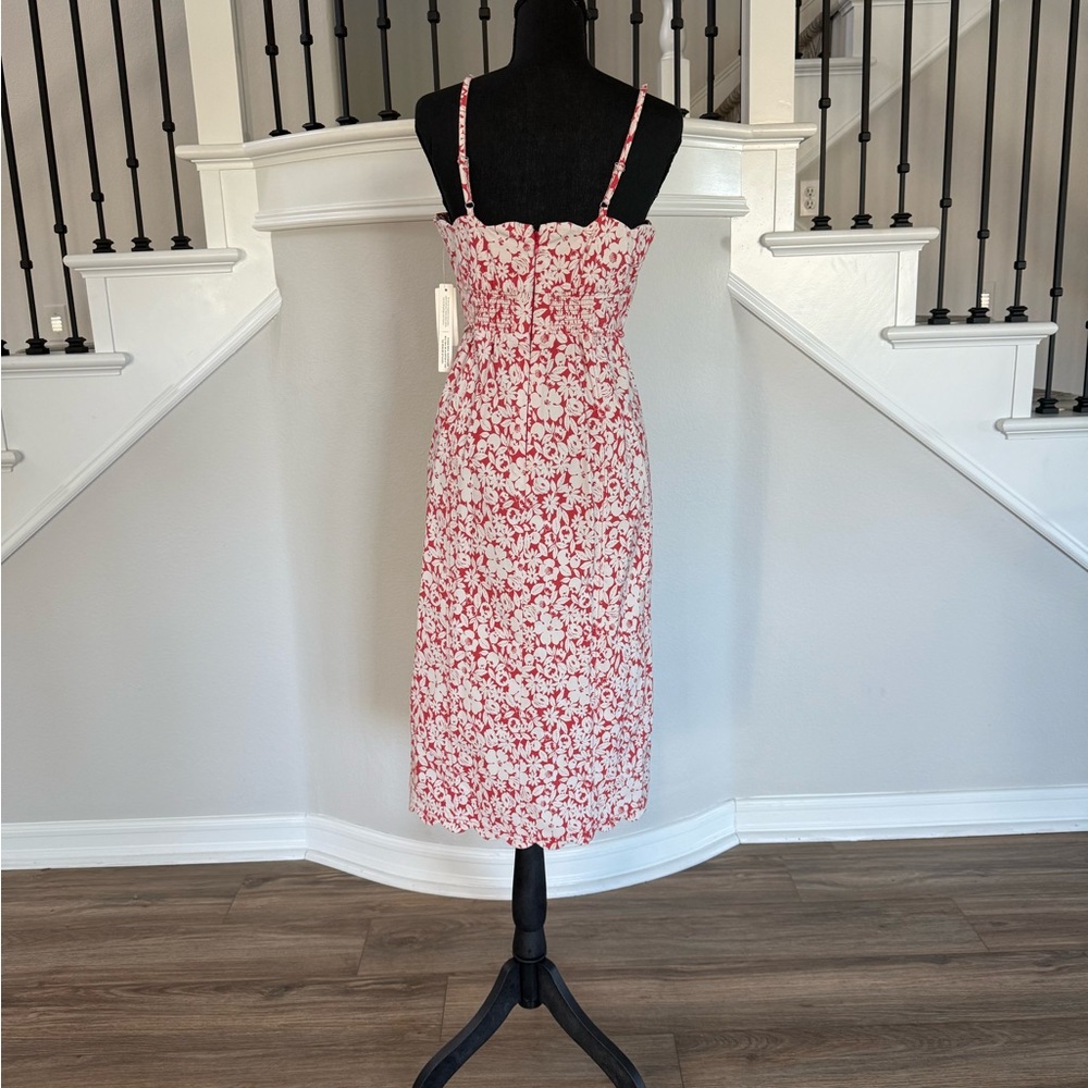 NWT Anthropologie Floral Midi Dress – Red & Ivory Print, Tie Waist (Size 6) - Picture 4 of 4
